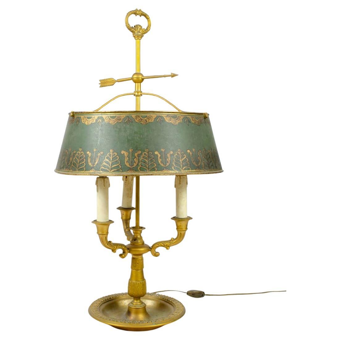 French Bouillotte Lamp in Gilded Bronze