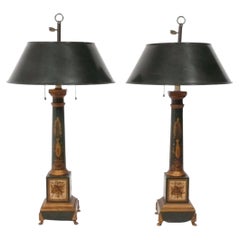 French Bouillotte Lamps Hand Painted Decoration Rewired
