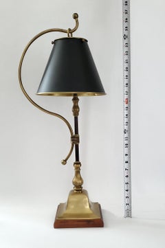 French Bouillotte Style Brass Desk or Table Lamp with Painted Brass Shade, 1970s