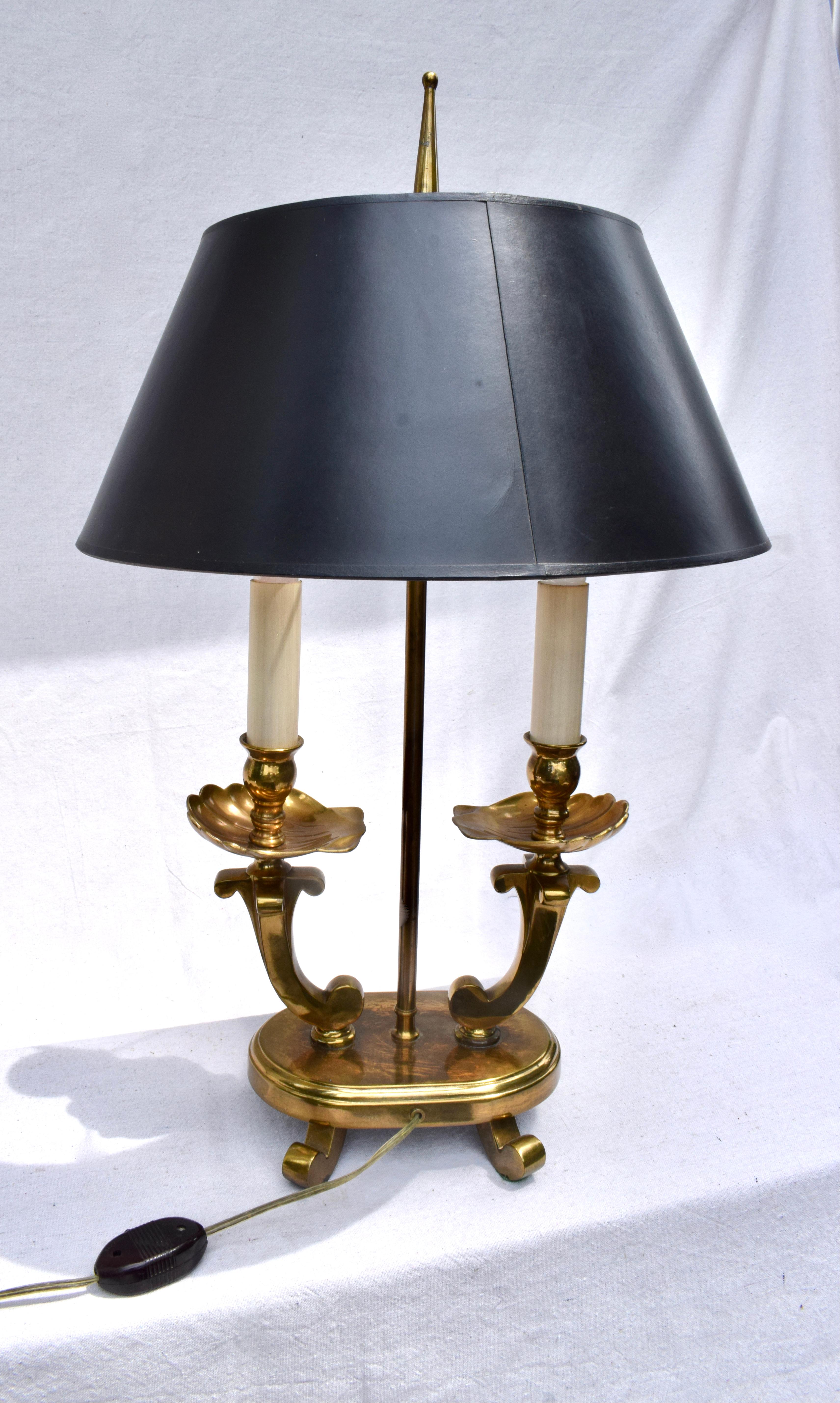 French Bouillotte Table Lamp with Black Parchment Shade 1