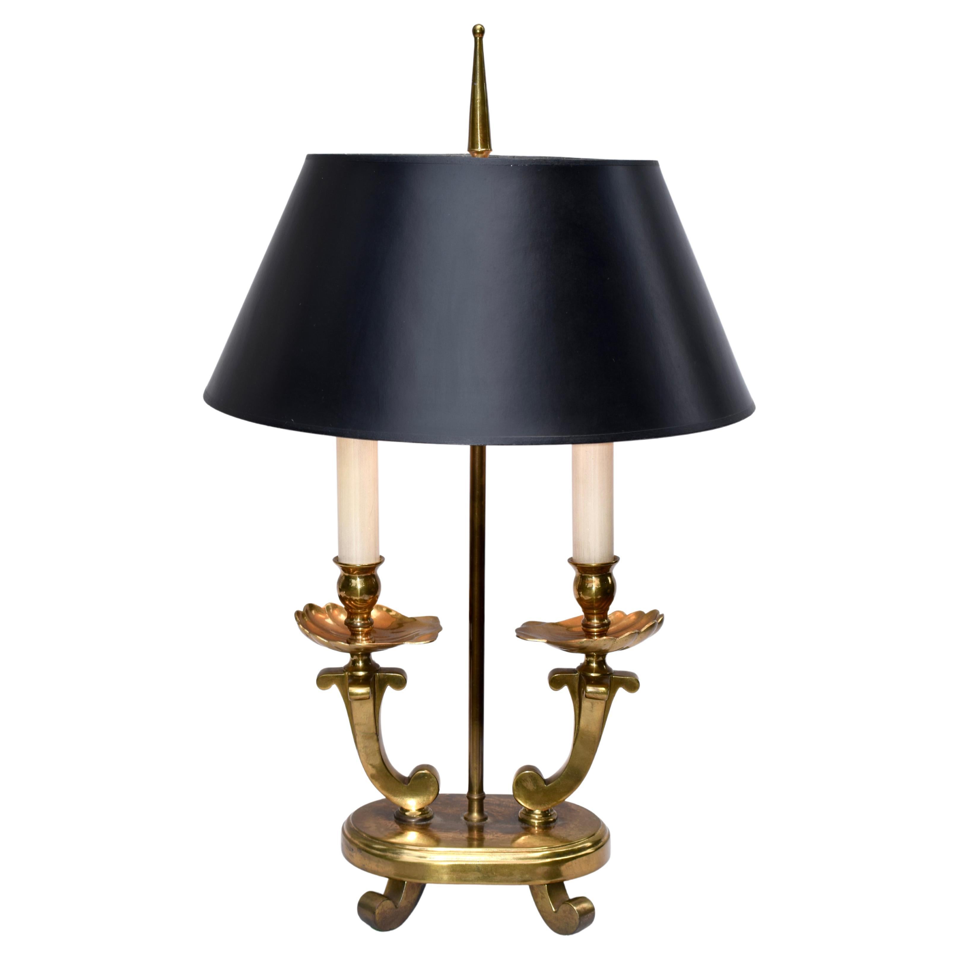 French Bouillotte Table Lamp with Black Parchment Shade