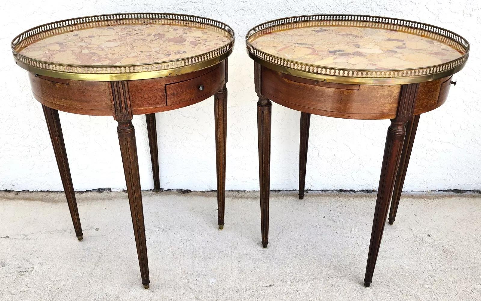 FRENCH BOUILLOTTE TABLES WITH BRECHE D'ALEP MARBLE TOPS Pair 5