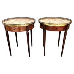 FRENCH BOUILLOTTE TABLES WITH BRECHE D'ALEP MARBLE TOPS Pair