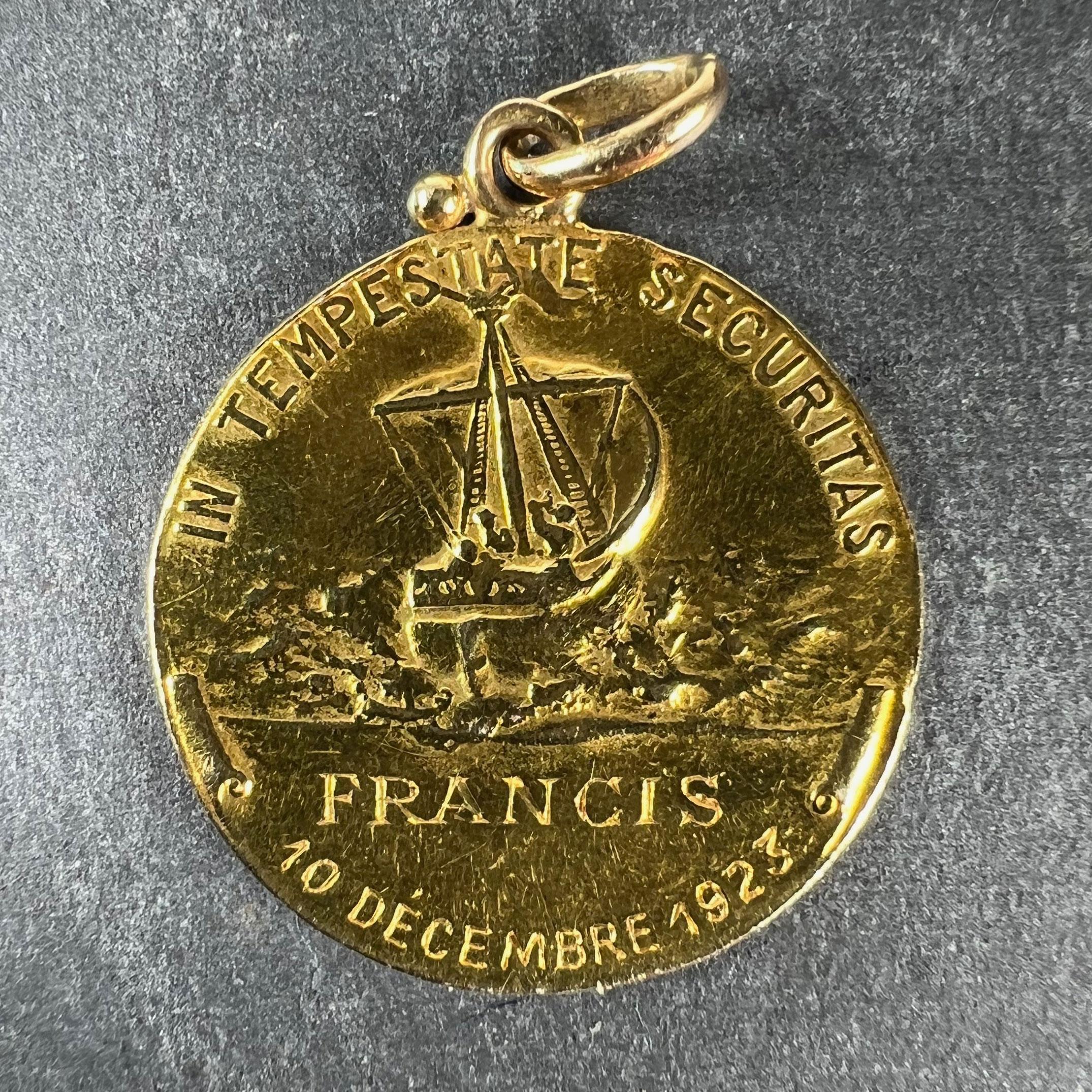 Bouix français St George Dragon Tempestate Securitas Pendentif Médaille en or jaune 18K Bon état - En vente à London, GB