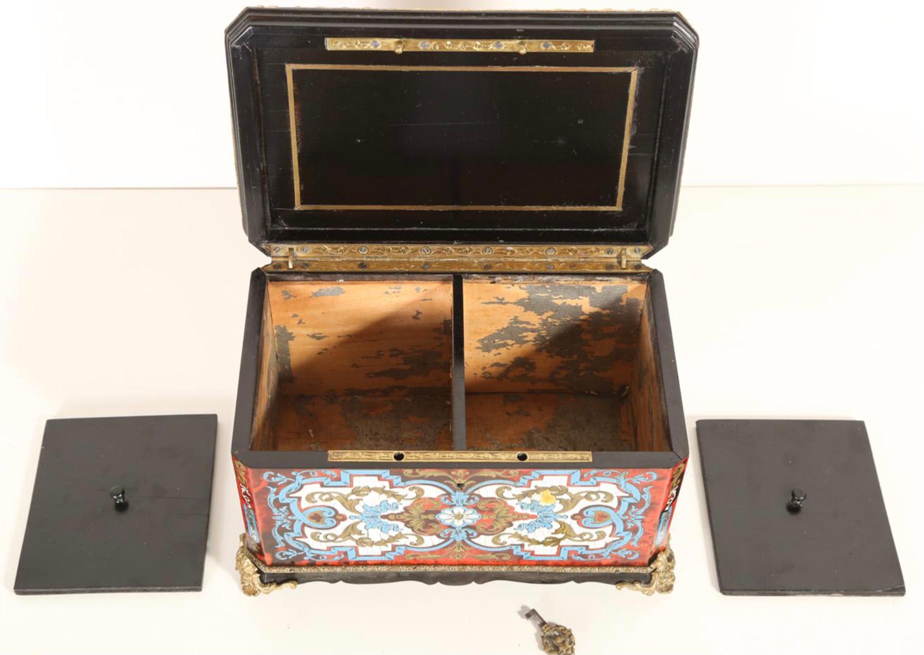 French Boulle, Brass and Tortoiseshell Tea Caddy, 19th Century 1