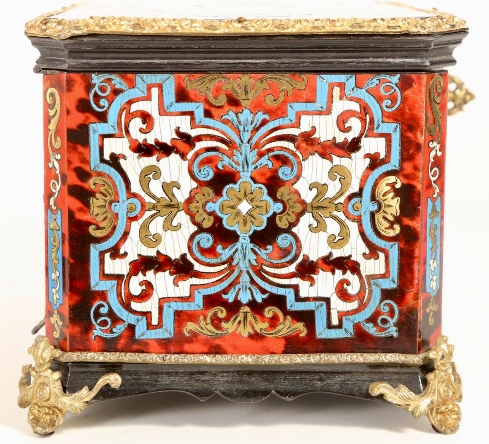 French Boulle, Brass and Tortoiseshell Tea Caddy, 19th Century 3