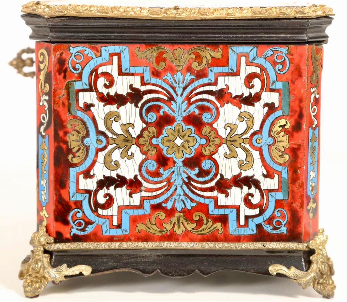 French Boulle, Brass and Tortoiseshell Tea Caddy, 19th Century 5