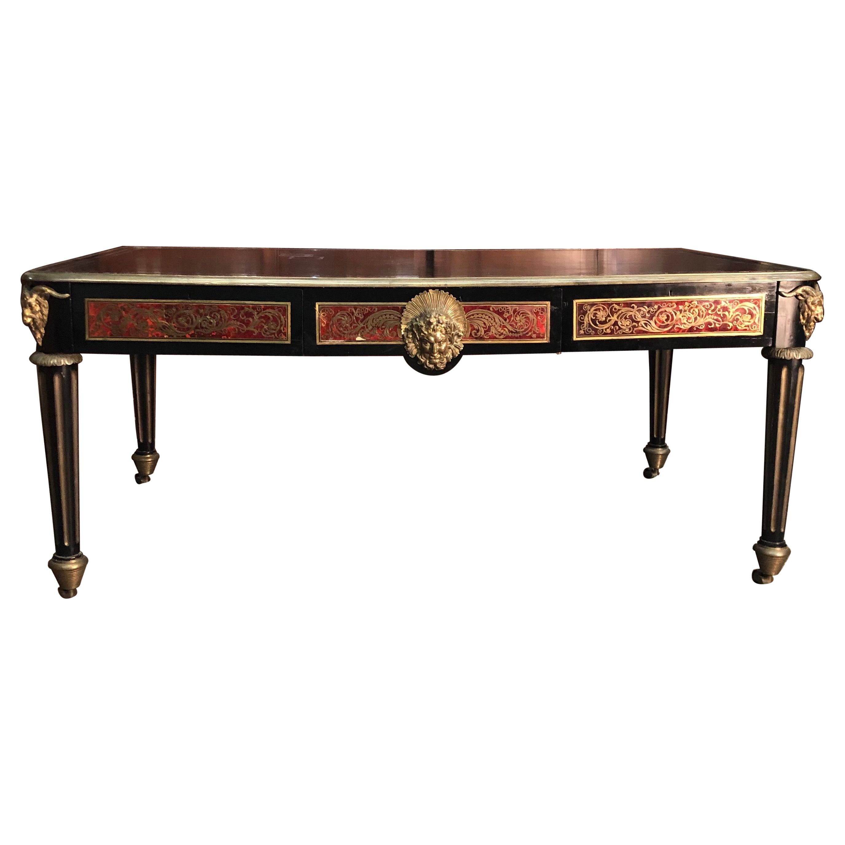 French Boulle Bureau Plat  / Library Table, Late 18th Century For Sale