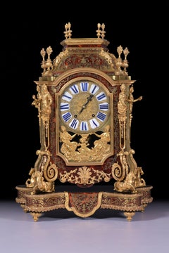 French Boulle Clock After Andres Boulle, Regence Style by Denis Millard A Paris