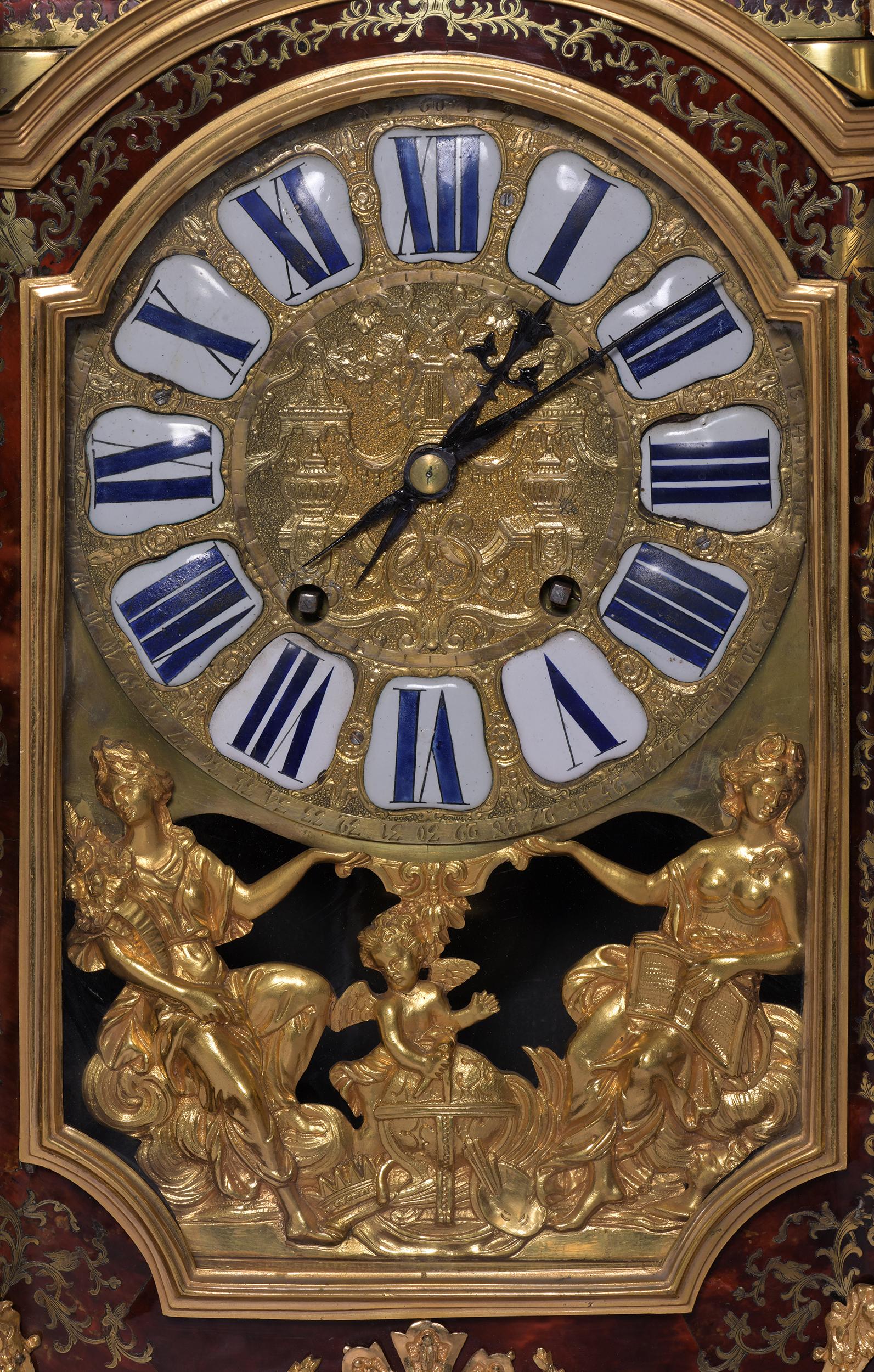 Französische Boulle-Uhr nach Andres Boulle, Regence-Stil von Denis Millard A Paris (Intarsie) im Angebot