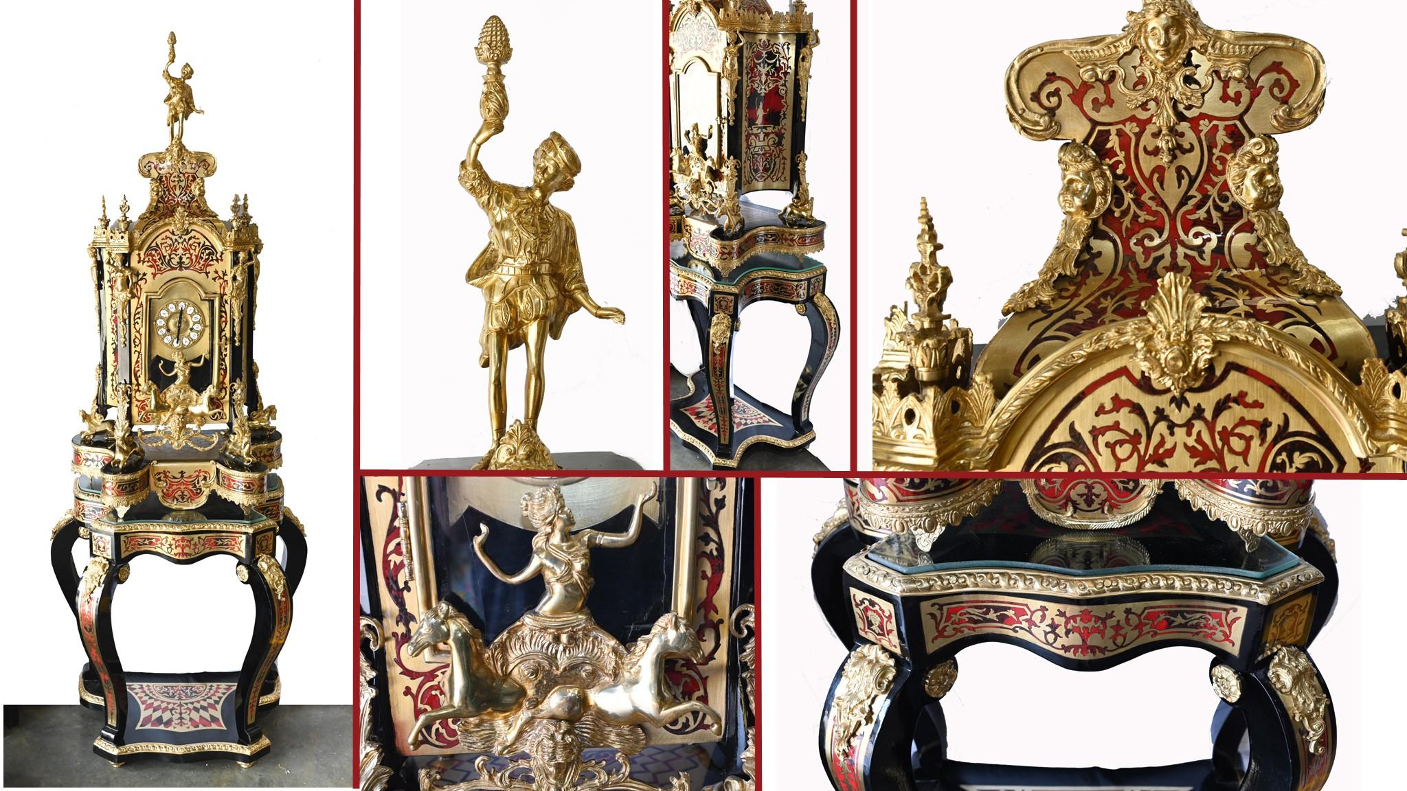 Französisch Boulle Uhr auf Stand Louis XVI vergoldet Intarsie im Angebot 7