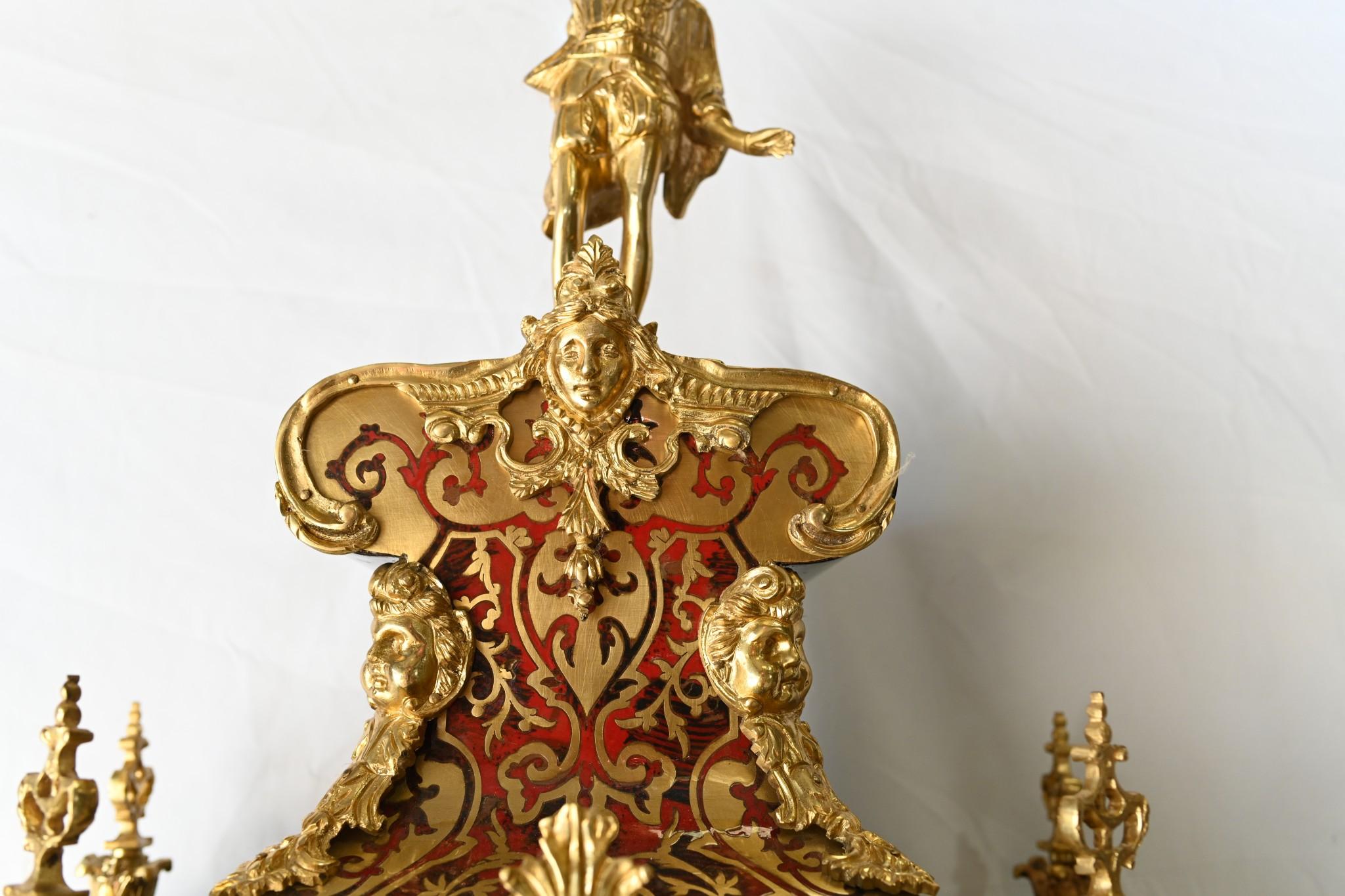 Französisch Boulle Uhr auf Stand Louis XVI vergoldet Intarsie im Angebot 10