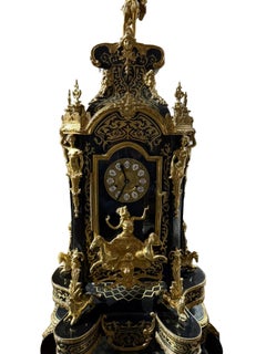 French Boulle Clock On Stand Louis XVI Gilt Inlay