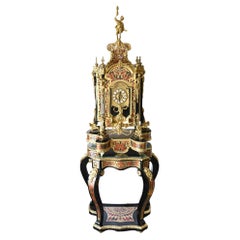 French Boulle Clock On Stand Louis XVI Gilt Inlay