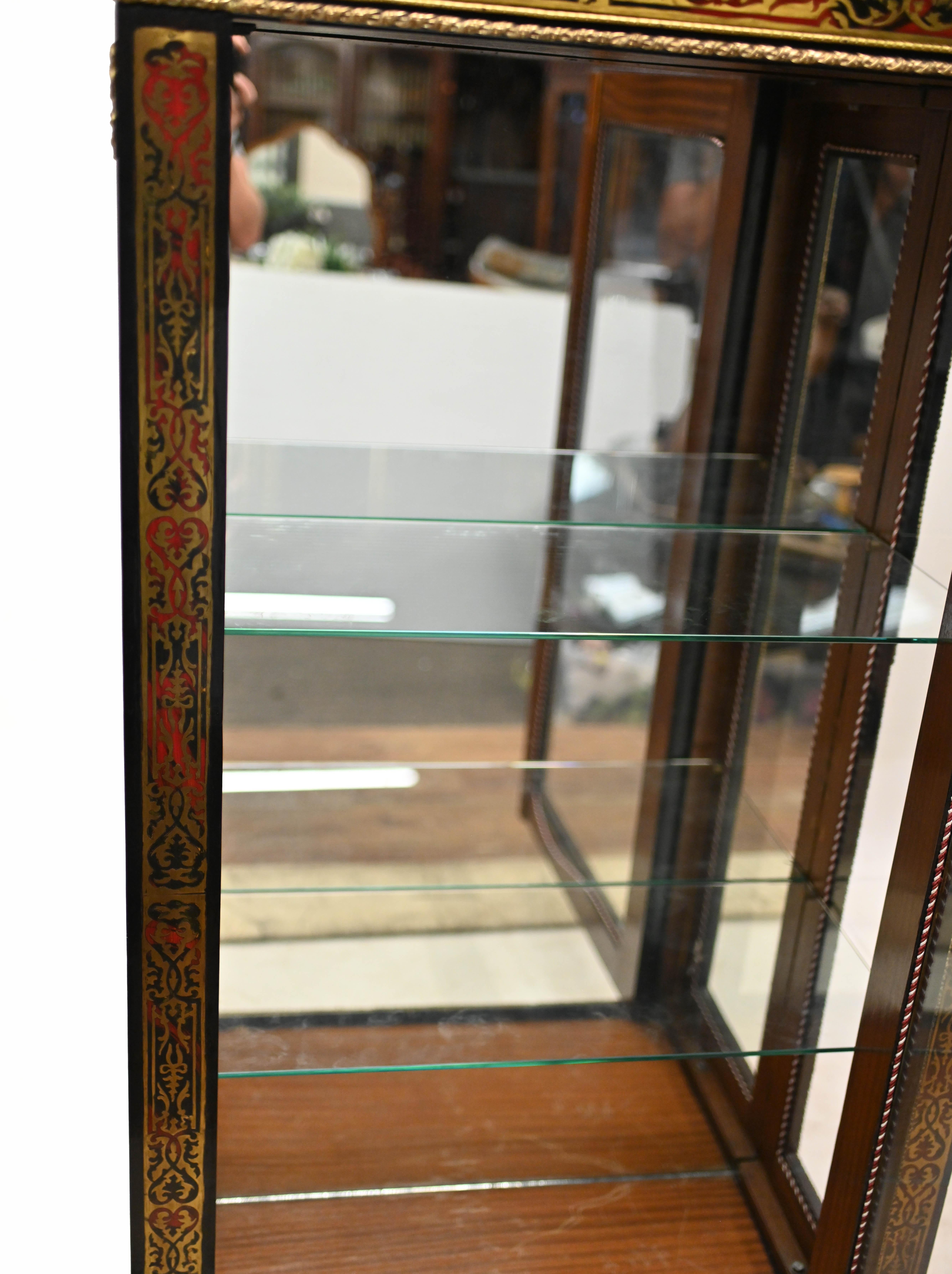 Brass French Boulle Display Cabinet Bijouterie Inlay For Sale