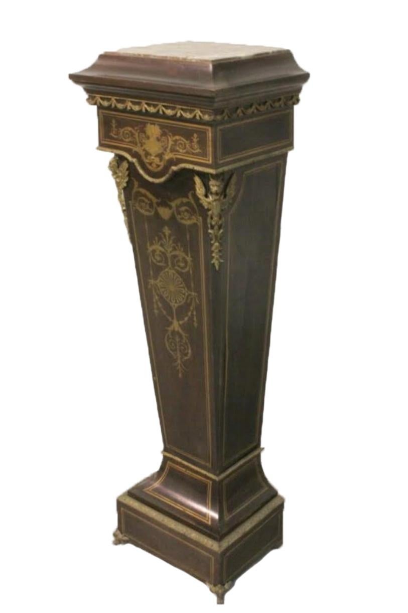 Napoleon III French Boulle Ebonized Pedestal, 19th Century For Sale