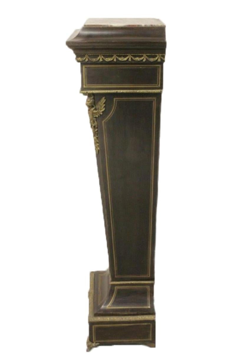 French Boulle Ebonized Pedestal, 19th Century In Good Condition For Sale In Cypress, CA