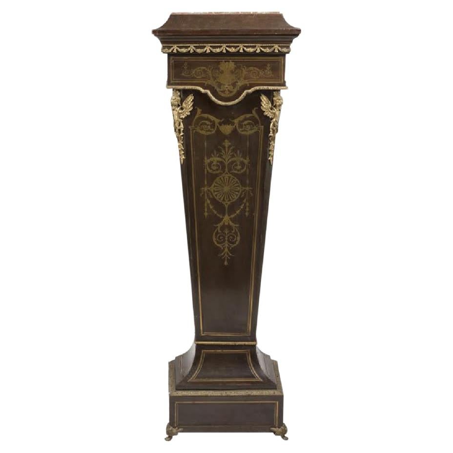 French Boulle Ebonized Pedestal, 19th Century For Sale
