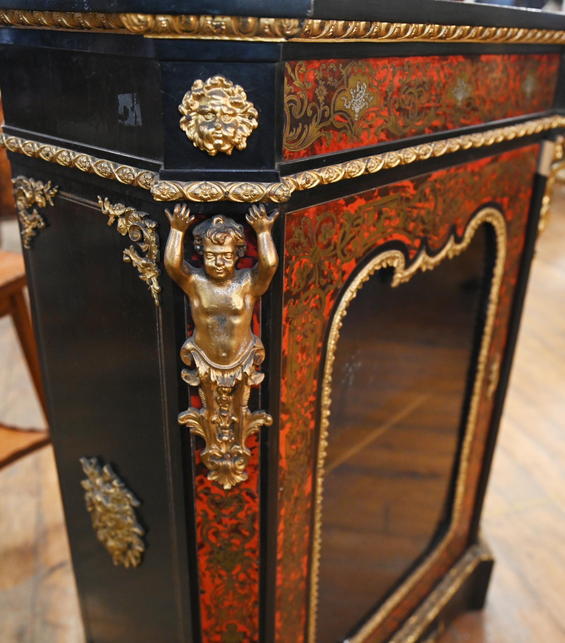 French Boulle Pier Cabinet Side Display French Inlay 1880 For Sale 1