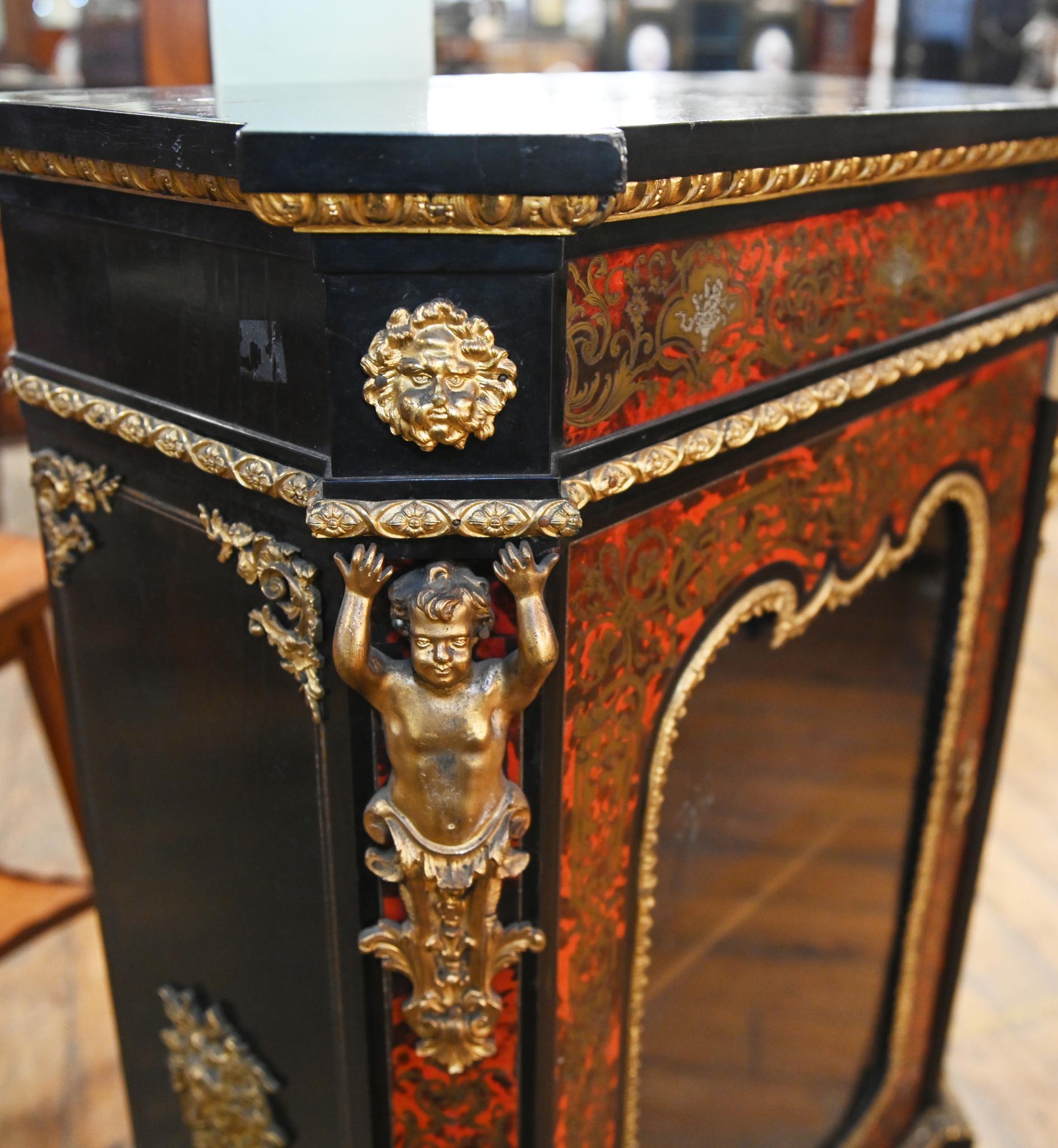 French Boulle Pier Cabinet Side Display French Inlay 1880 For Sale 2