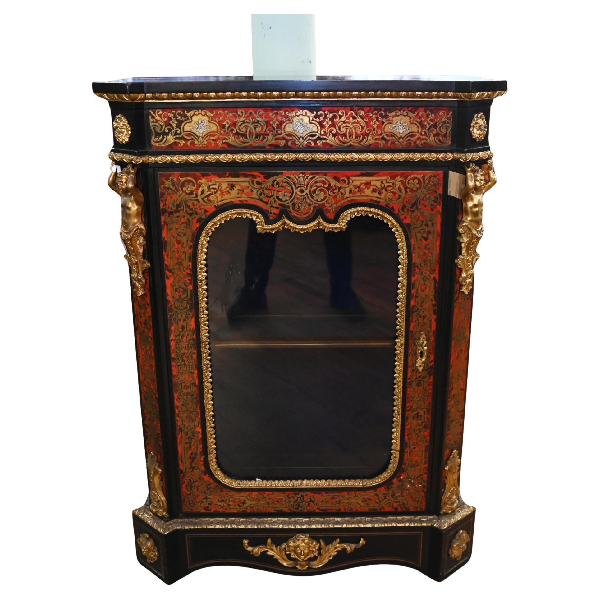 French Boulle Pier Cabinet Side Display French Inlay 1880