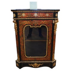 Antique French Boulle Pier Cabinet Side Display French Inlay 1880