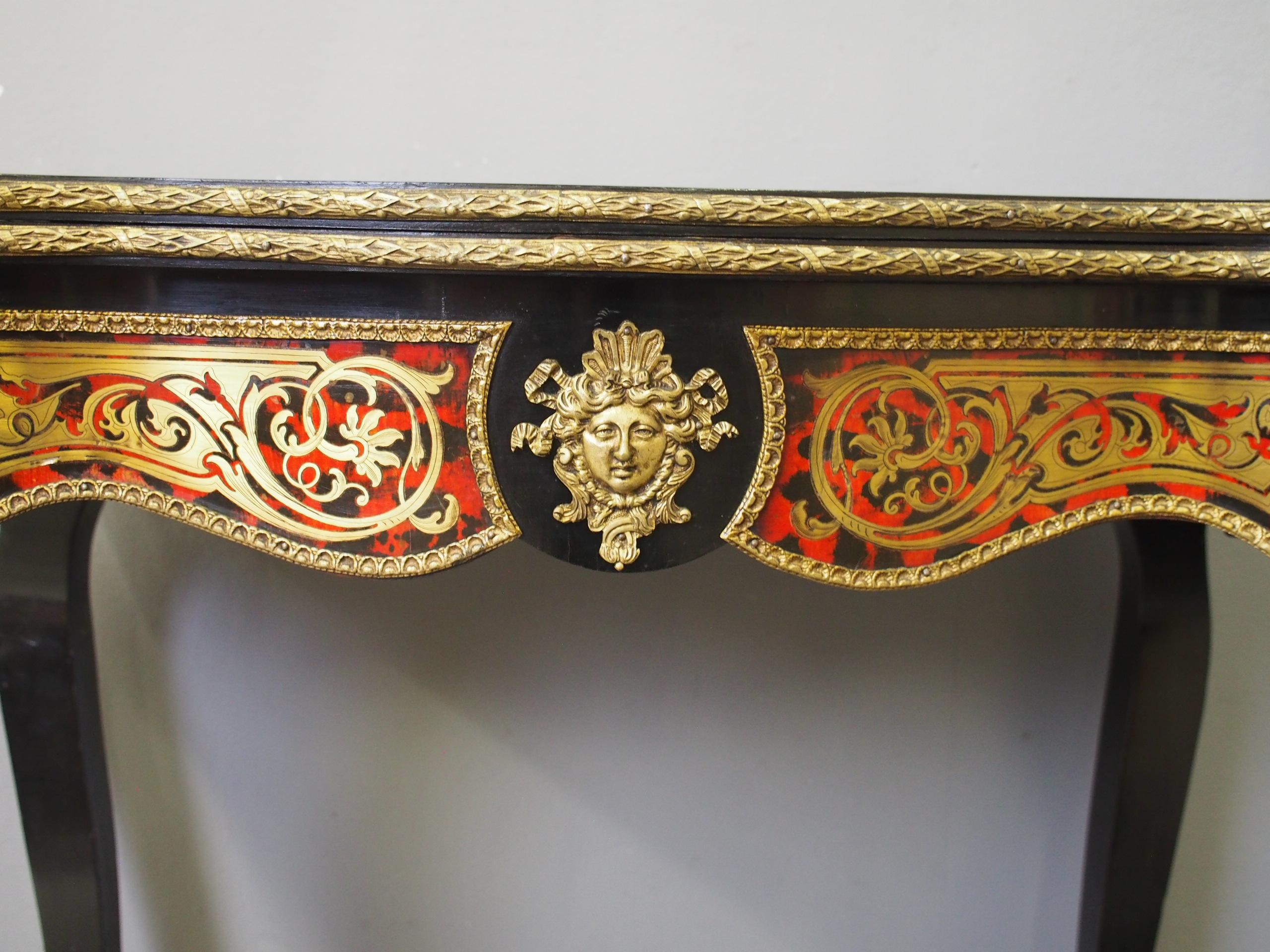 French Boulle Serpentine Front Games Table For Sale 3
