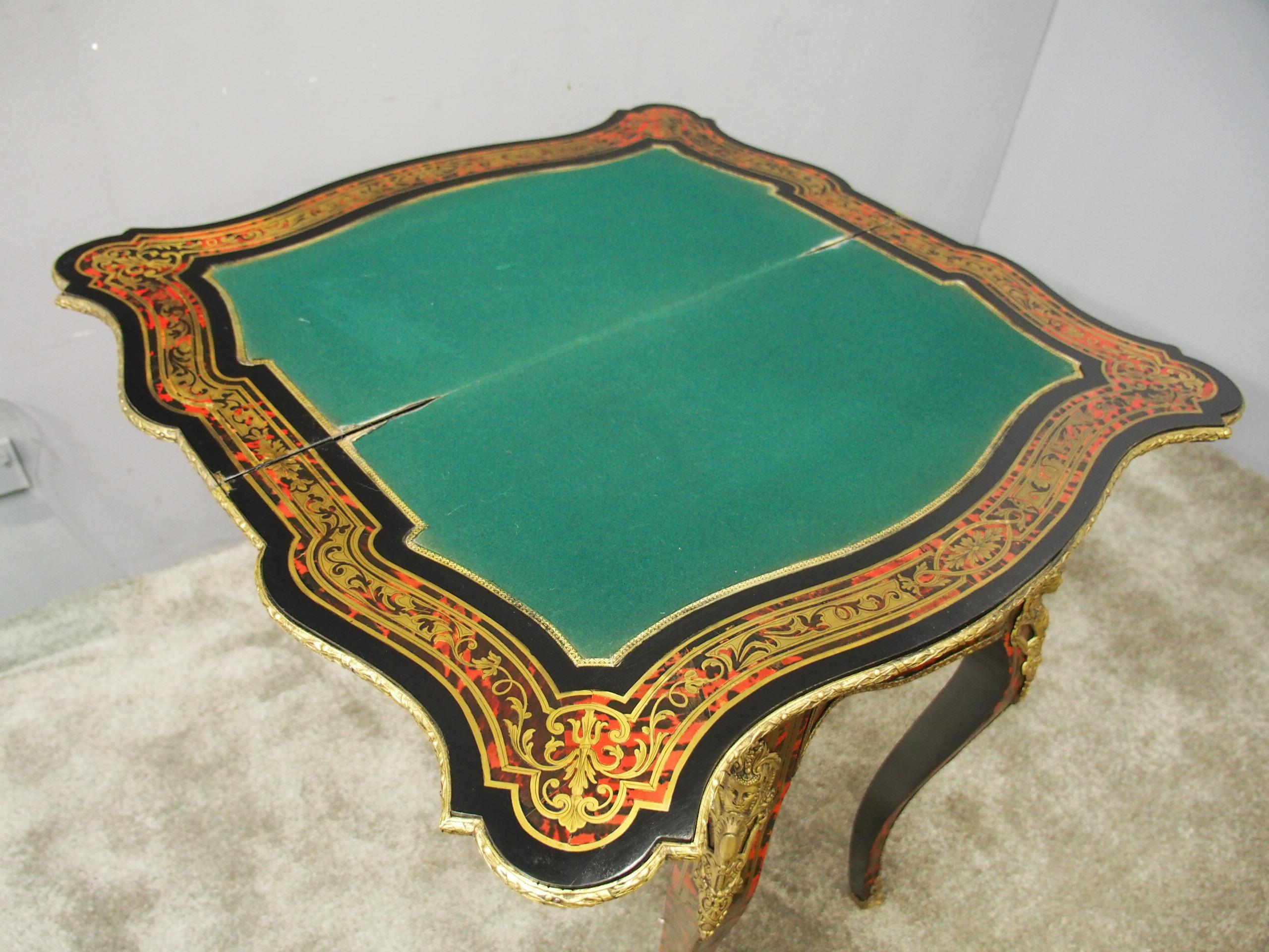 French Boulle Serpentine Front Games Table For Sale 5