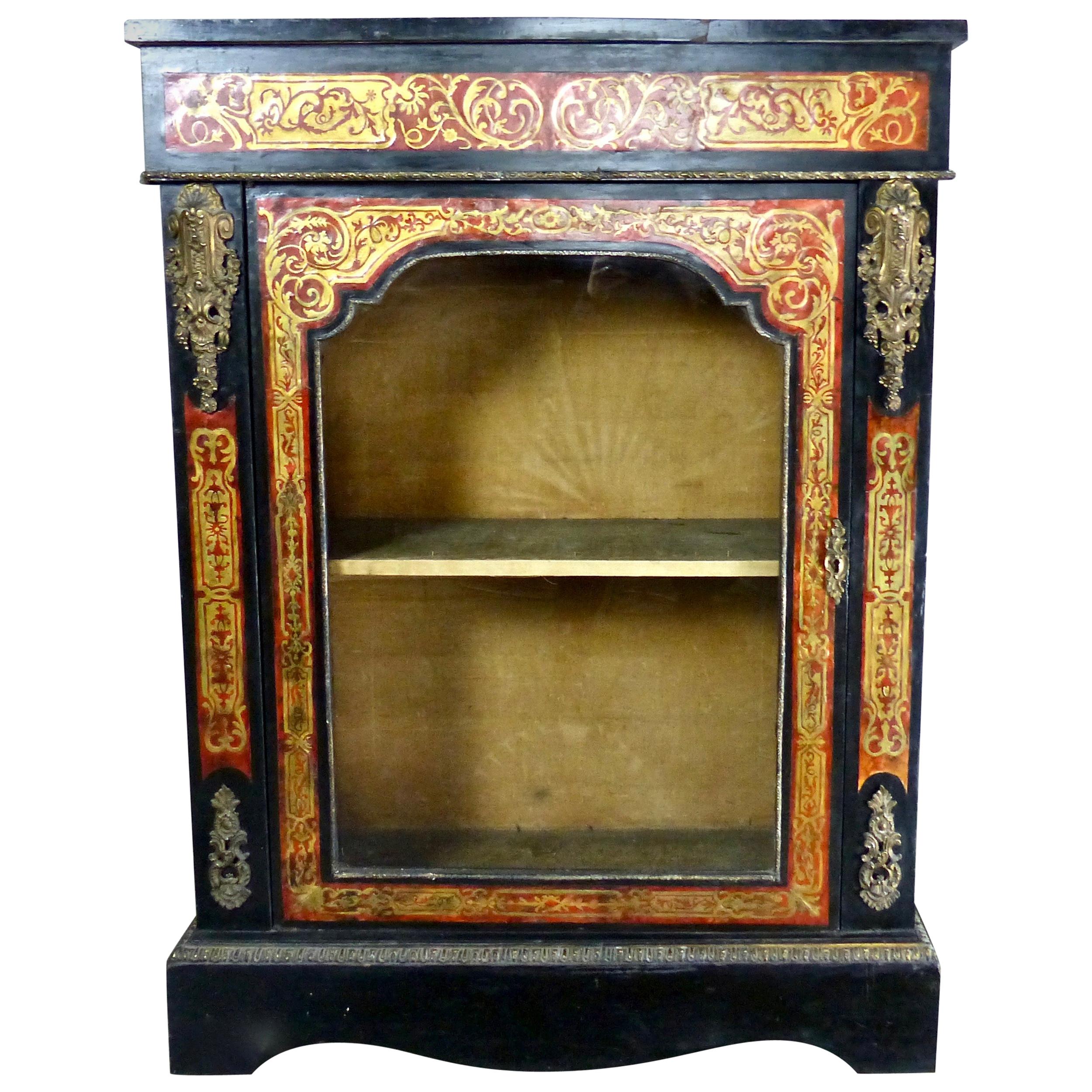 French Boulle Style Display Pier Cabinet, circa 1900 For Sale