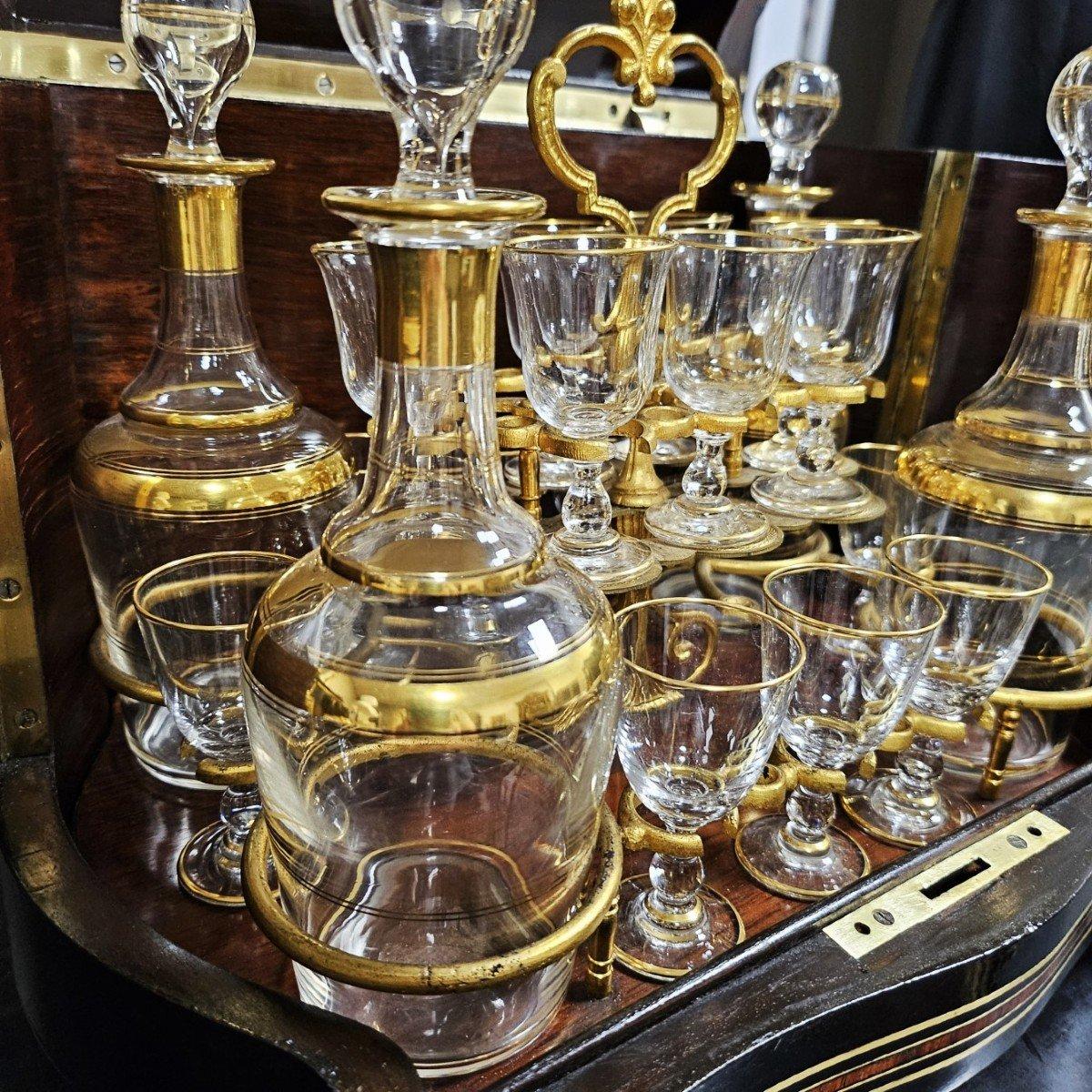 Brass French Boulle style Dry Bar Liquor Cabinet Cellaret