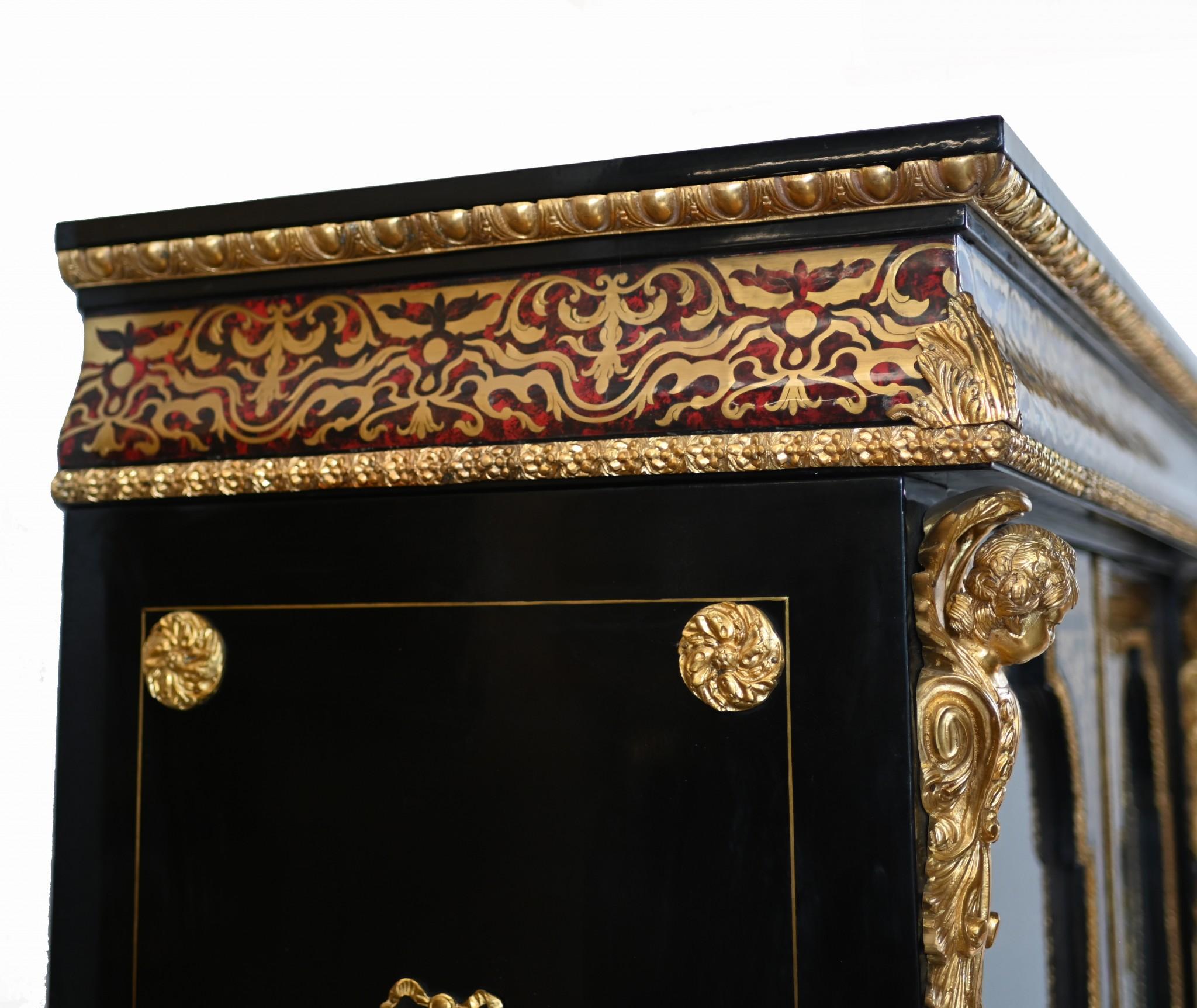 Vetrinetta francese Boulle intarsiata Bibliotheque in vendita 5