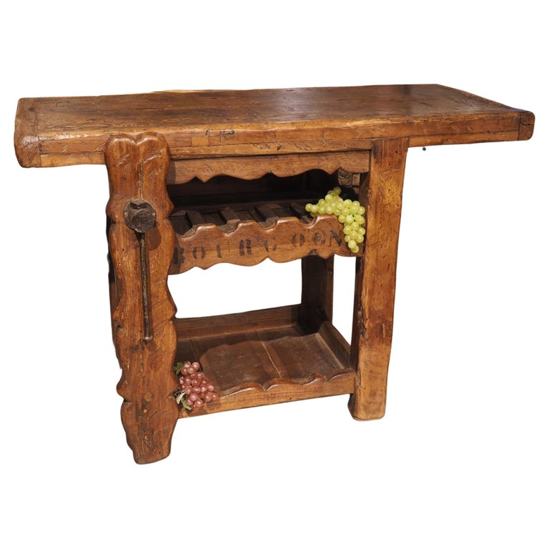 French, Bourgogne Antique Work Bench Wine Carrier For Sale at 1stDibs