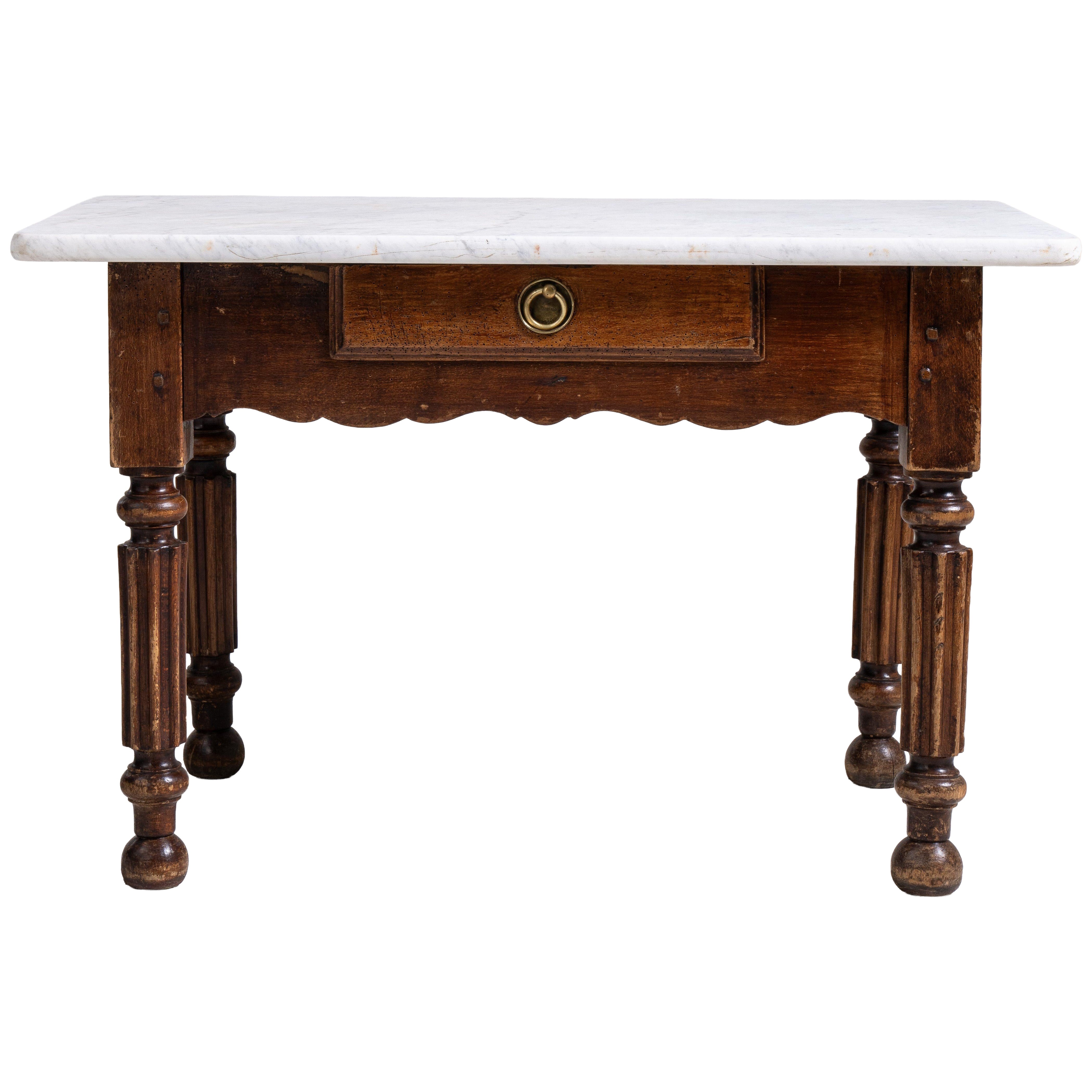 French Boutcher Table with Marble Top