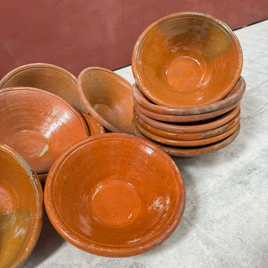 Ceramic French Bowls with a Burnt Underglaze For Sale