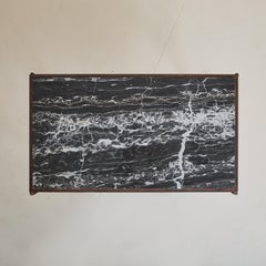 French Braided Wrought Iron Coffee Table with Nero Marquina Marble Top, 1940s