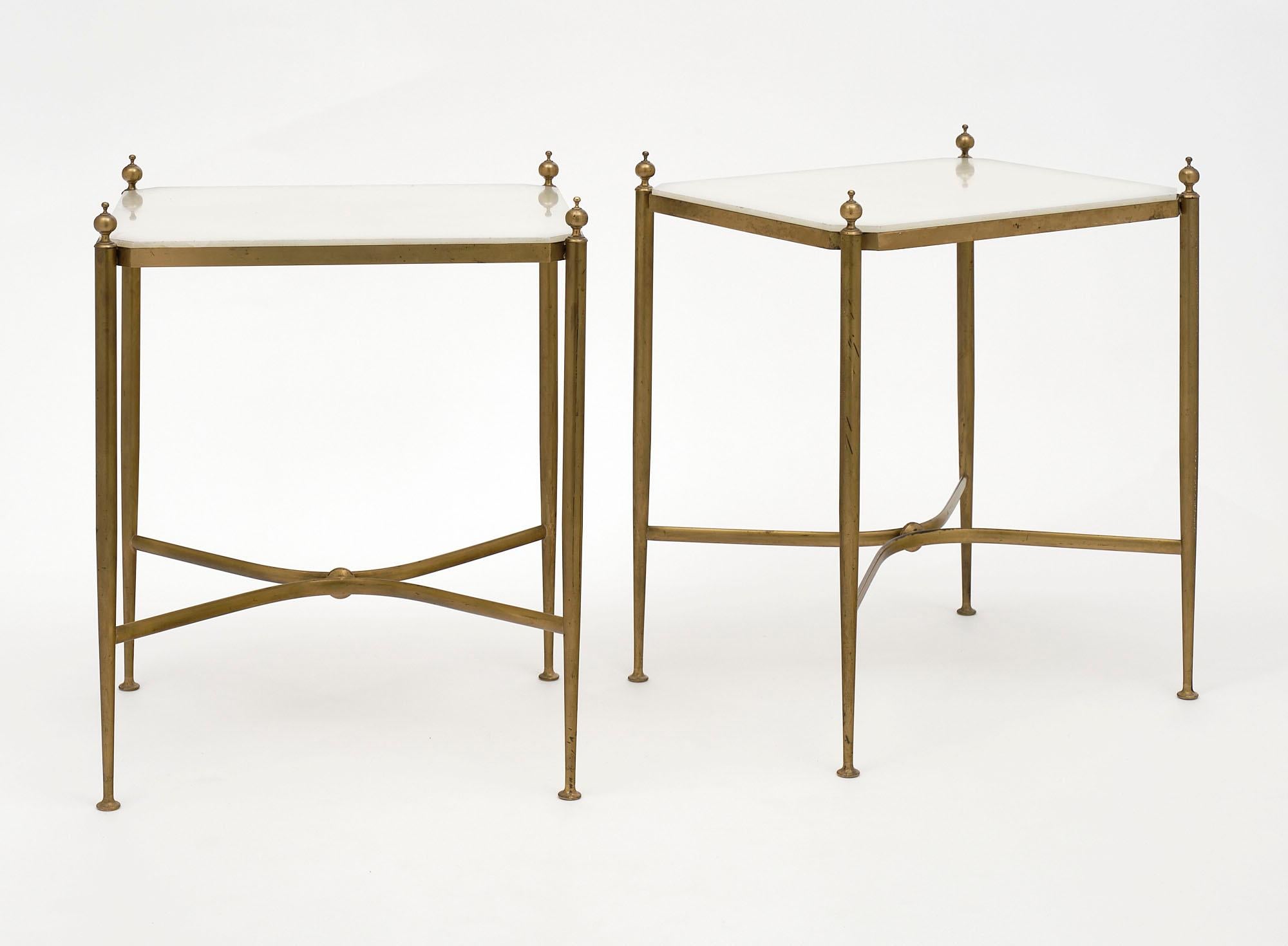 French Brass and Alabaster Side Tables at 1stDibs