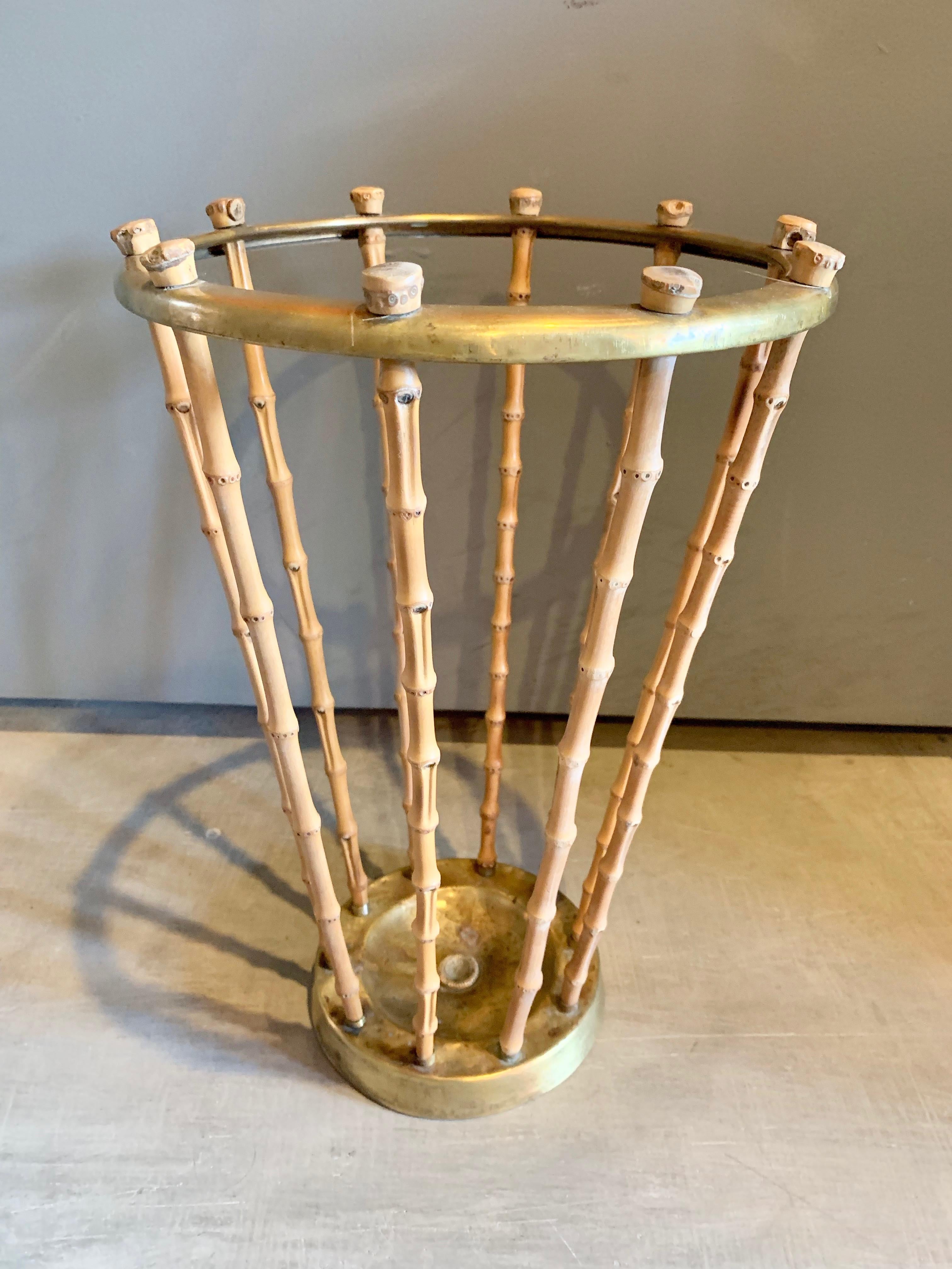 French Brass and Bamboo Umbrella Stand 2