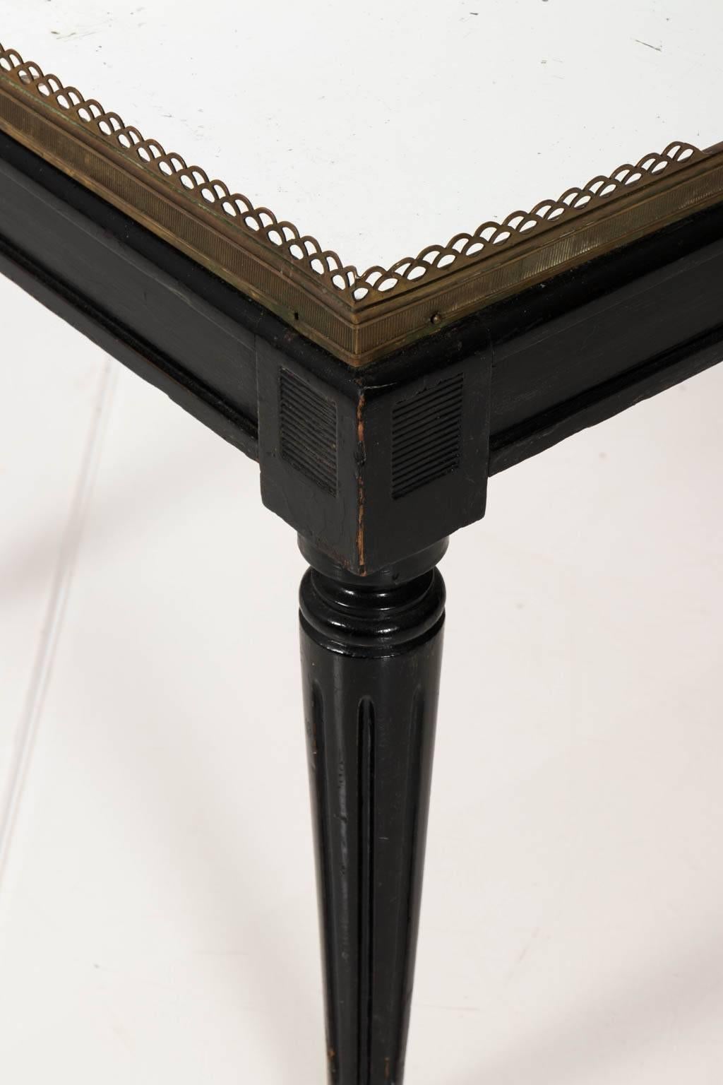 Neoclassical Revival French Brass and Black Glass Coffee Table