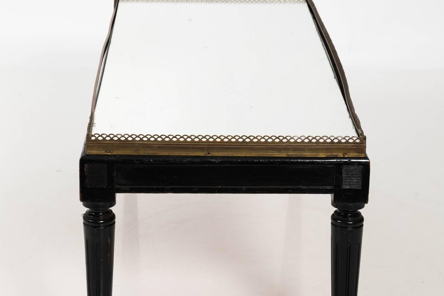 French Brass and Black Glass Coffee Table 1