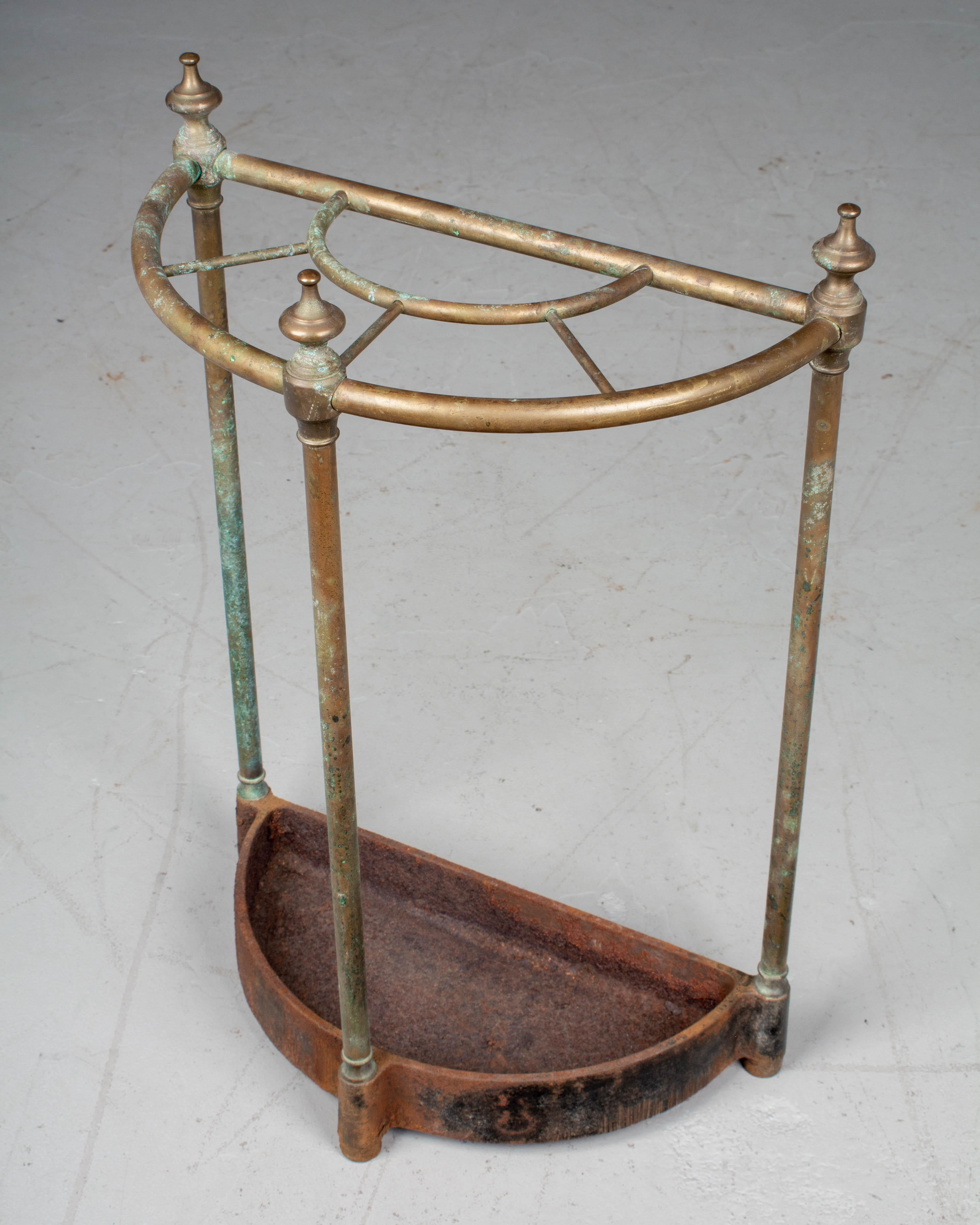 French Brass and Cast Iron Umbrella Stand In Good Condition In Winter Park, FL