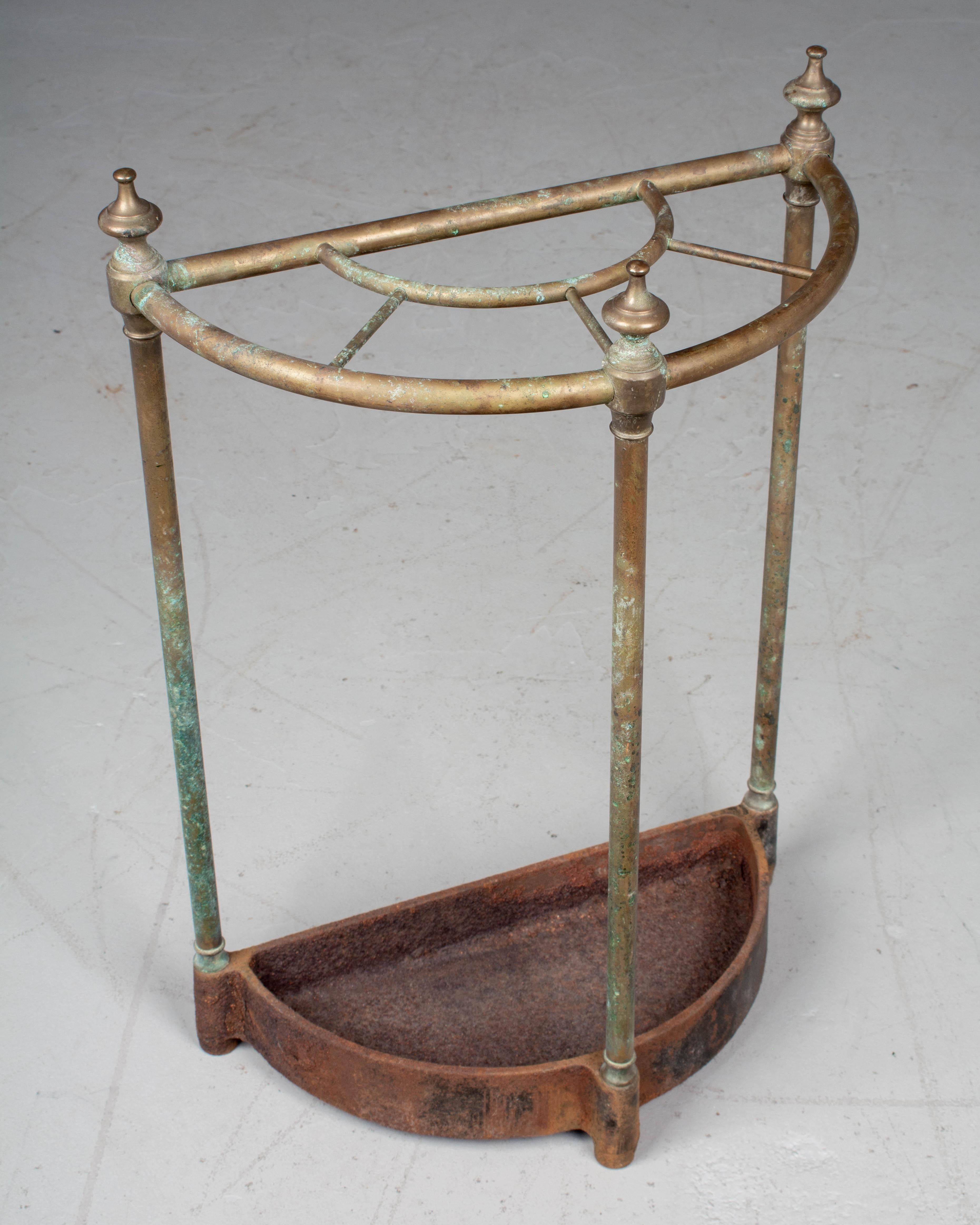 20th Century French Brass and Cast Iron Umbrella Stand