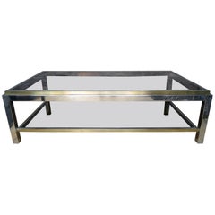 French Brass and Chrome Coffee Table by Jean Charles