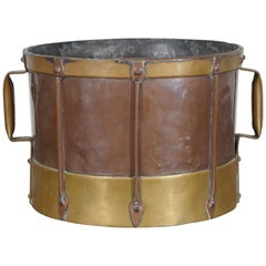 French Brass and Copper Handled Grain Measure, Early 20th Century French Brass and Copper Handled Grain Measure, Early 20th Century