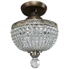 French Brass and Crystal Beaded Platfonier, circa 1940