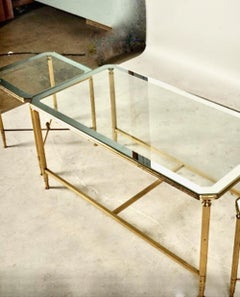 French Brass and Glass 3-Part Coffee Table