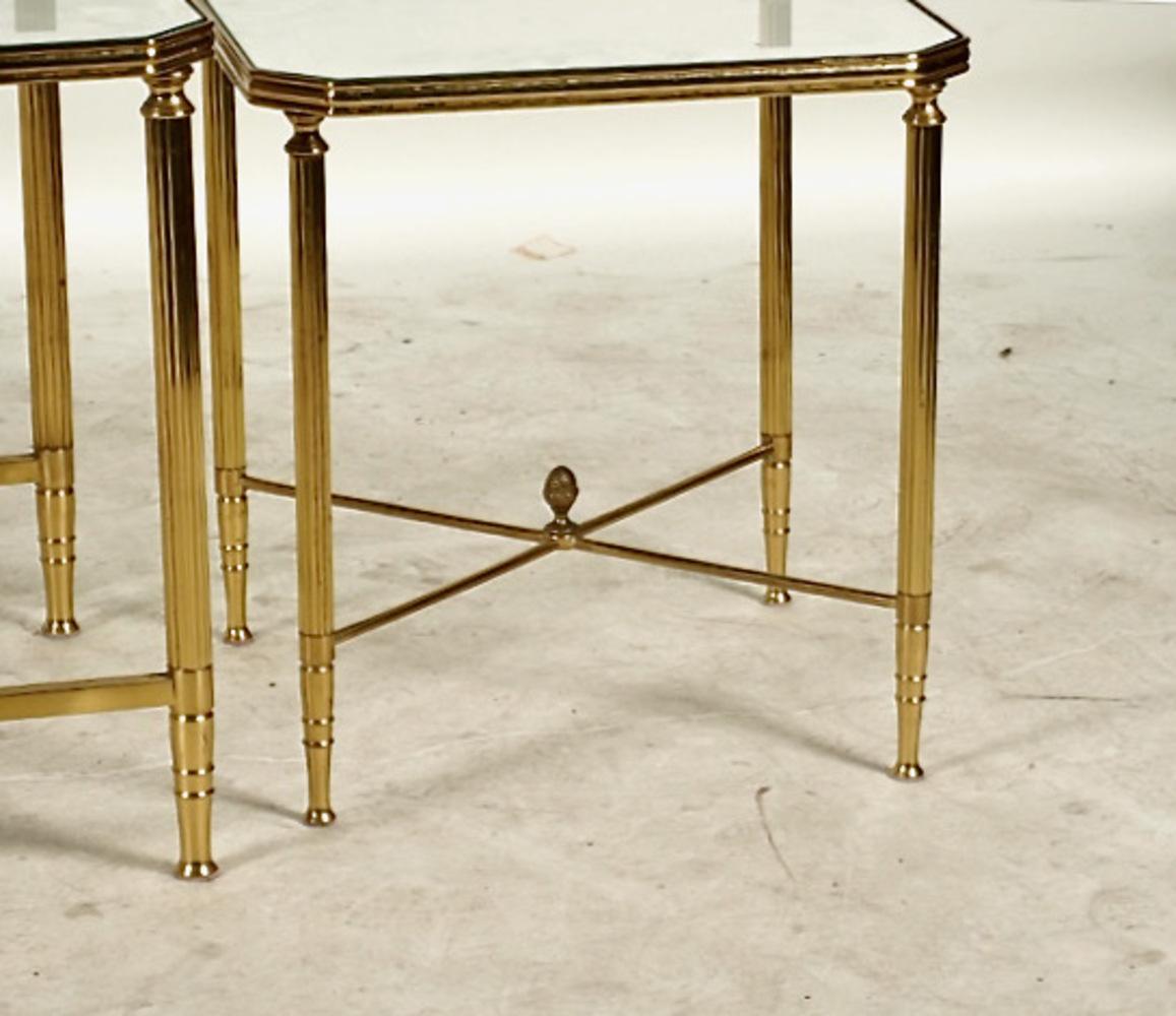 French Brass and Glass 3-Part Coffee Table For Sale 2
