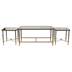 French Brass and Glass 3-Part Coffee Table