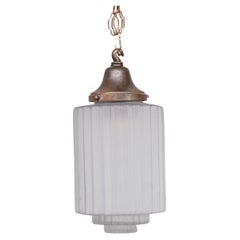 French Brass and Glass Antique Pendant Light