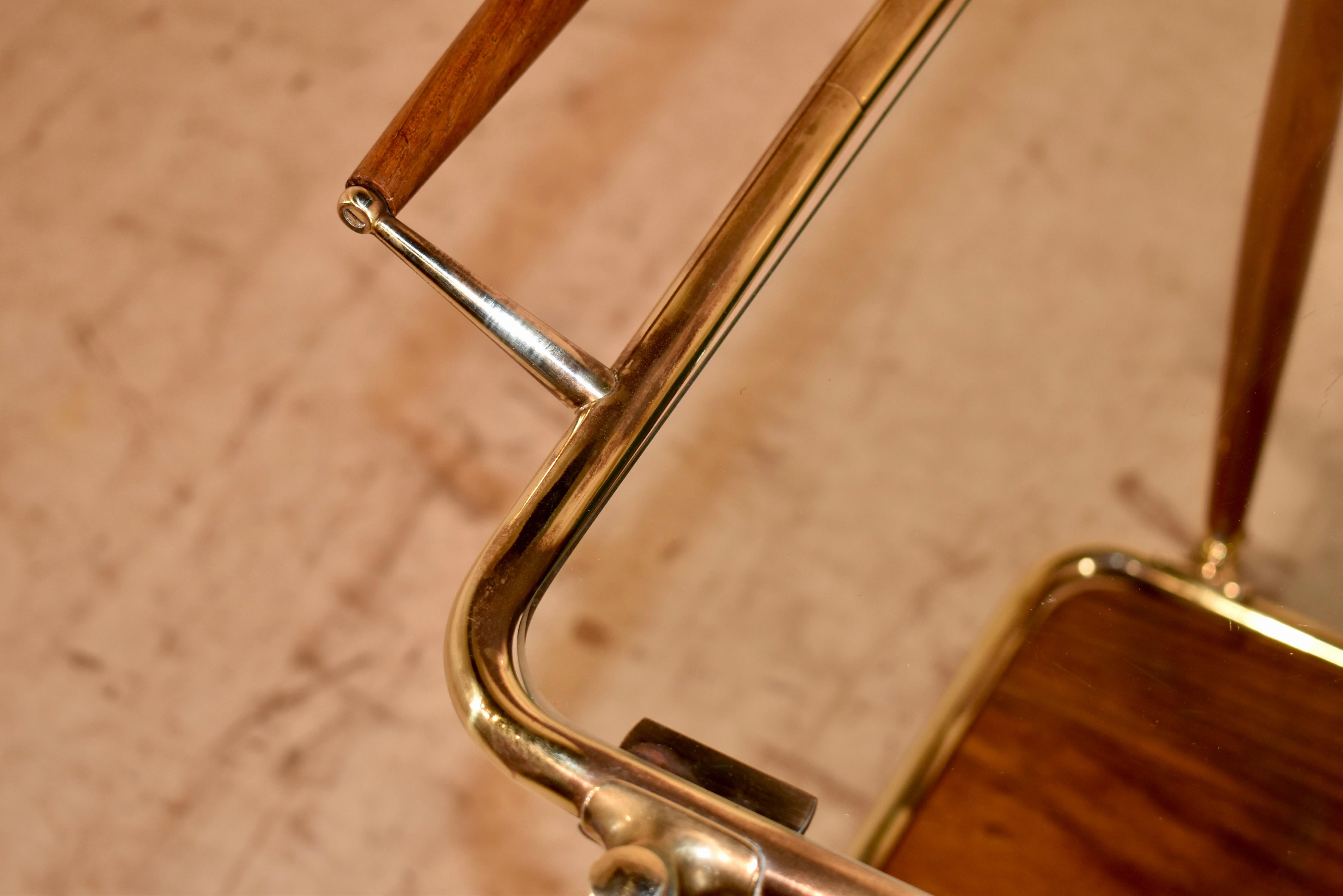 French Brass and Glass Bar Cart, Circa 1950's For Sale 6