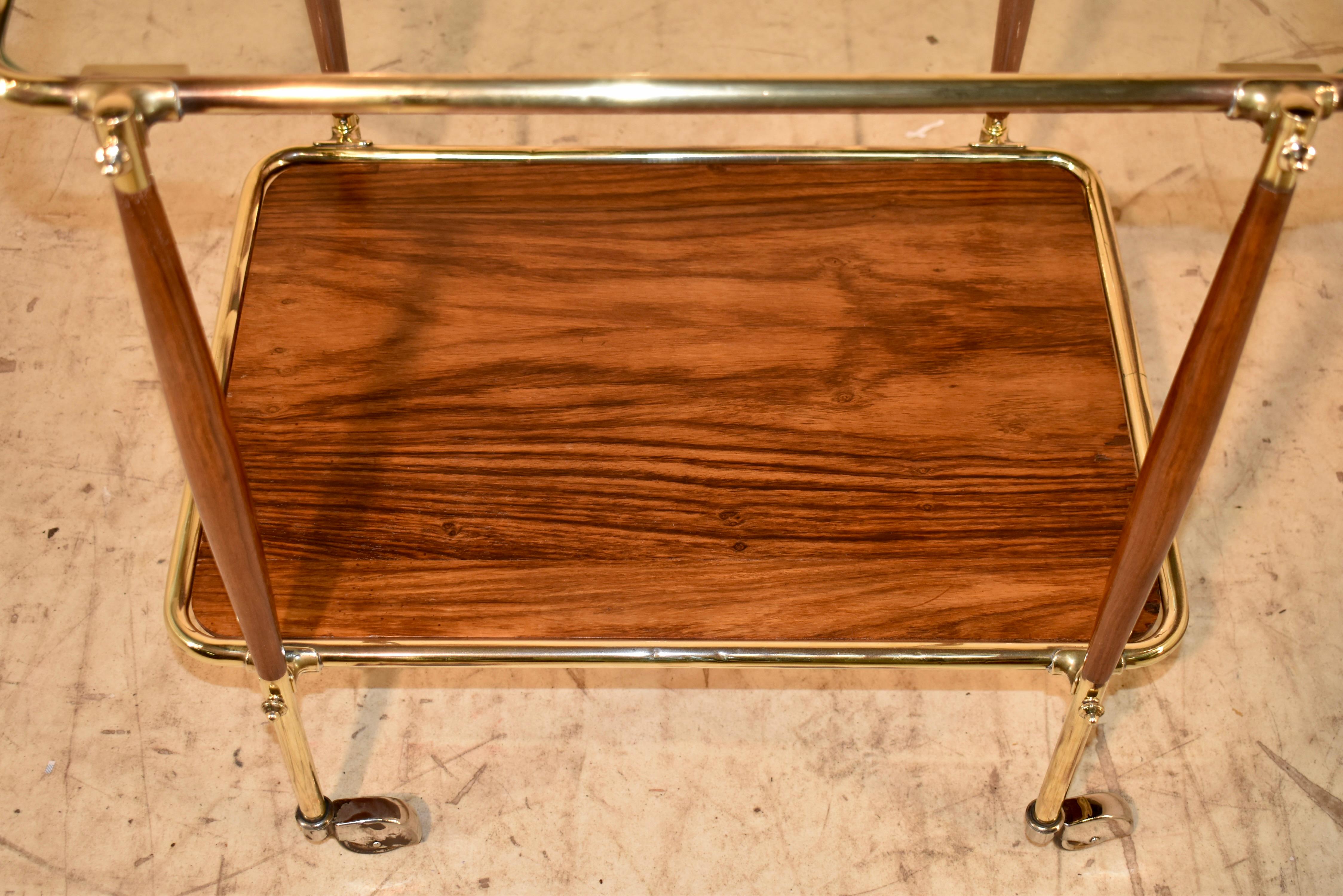 French Brass and Glass Bar Cart, Circa 1950's For Sale 4